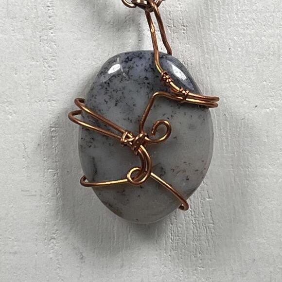 Handcrafted Wire Wrapped dendritic agate necklace Pendant Oval Cabochon - Picture 1 of 3